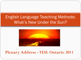 English Language Teaching Methods What’s New Under …