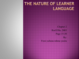 The Nature Of Learner Language