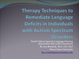 Therapy Techniques to Remediate Language Deficits in