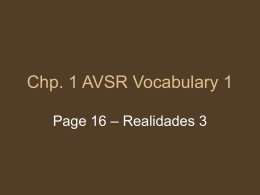 Chp. 1 AVSR Vocabulary 1