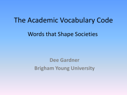 Developing Academic Vocabulary