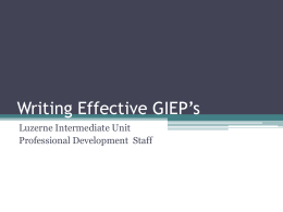 Writing Effective GIEP’s