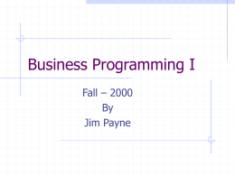 Business Programming I