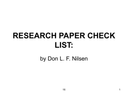 RESEARCH PAPER CHECK LIST: