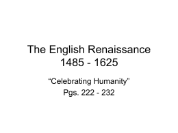 The English Renaissance 1485