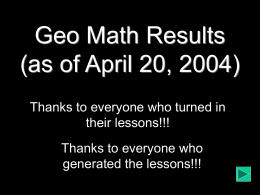 Geo Math Results (as of April 20, 2004)