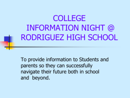 SOPHOMORE AND JUNIOR INFORMATION NIGHT