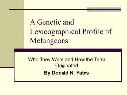 A Genetic and Lexicographical Profile of Melungeons