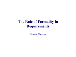 The Role of Formality in Requirements
