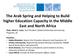 The Arab Spring and Helping to Build higher Education