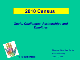 2010 Census - Maryland Department of Planning