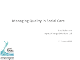 Managing Quality in Social Care