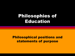 Philosophies of Education - Arkansas Tech Faculty Web Sites