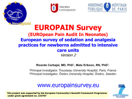 EUROPAIN Survey (EUROpean Pain Audit In Neonates) …