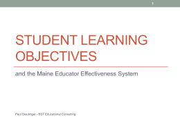 STUDENT LEARNING OBJECTIVES - MEA