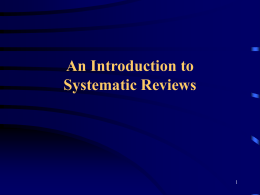 An Introduction to Systematic Reviews