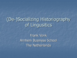 (De-)Socializing Historiography of Lingusitics