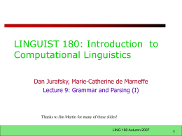 LING 180 Intro to Computer Speech and Language …