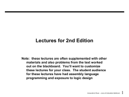 Lectures for 2nd Edition