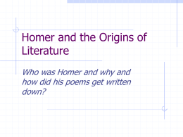 Homer and the Origins of Literature