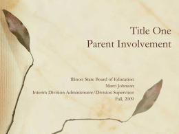 Title One Parent Involvement Workshop Fall 2009