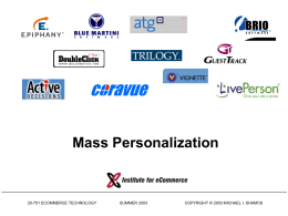 Mass Personalization - Carnegie Mellon University
