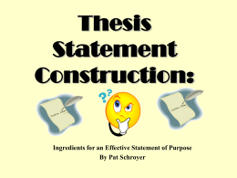 Thesis Statement Construction: