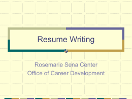 Resume Writing - Mary Baldwin College