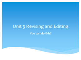 Unit 3 Revising and Editing - Boerne Independent School