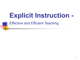 Explicit Instruction - Effective and Efficient Teaching