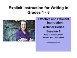 Explicit Instruction for Writing in Grades 1