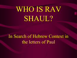 Who is Rav Shaul? - Amazon Web Services