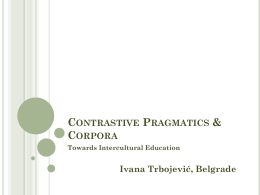 Contrastive Pragmatics & Corpora
