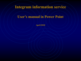 User's manual - Integrum World Wide