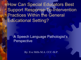 How Can Special Educators Best Support Response