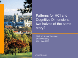 Patterns for HCI and Cognitive Dimensions: two halves of