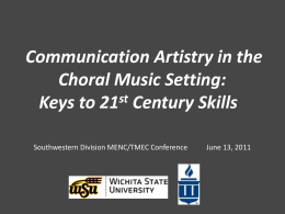 Communication Artistry in the Choral Music Setting: Keys