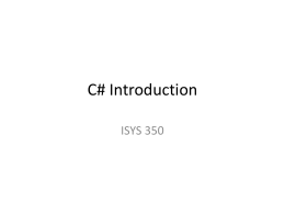 C# Introduction - San Francisco State University