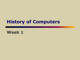 History of Computers - Department Of Computer Science