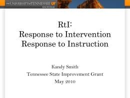 RtI: Response to Intervention or Response to Instruction
