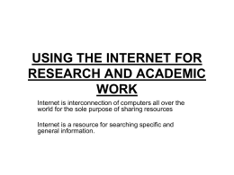 Using the Internet for Research and Academic Work
