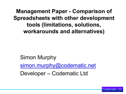 Comparison of Spreadsheets with other development …