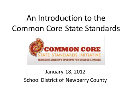 An Introduction to the Common Core State Standards
