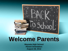 Welcome Parents - Wayzata Public Schools