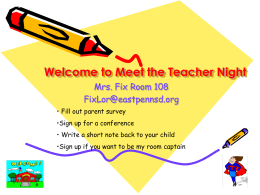 Welcome to Meet the Teacher Night