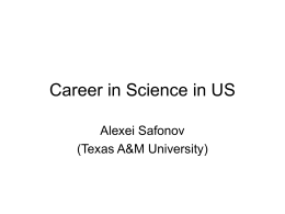 Career in Science in US