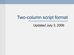 Two-column script format - UNCW Faculty and Staff Web …