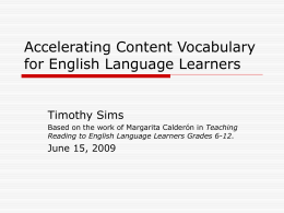 Accelerating Content Vocabulary for English Language …