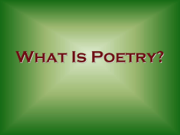 What Is Poetry? - Georgia Highlands College