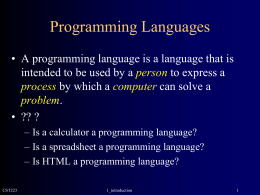 Programming Languages - Oregon Institute of Technology